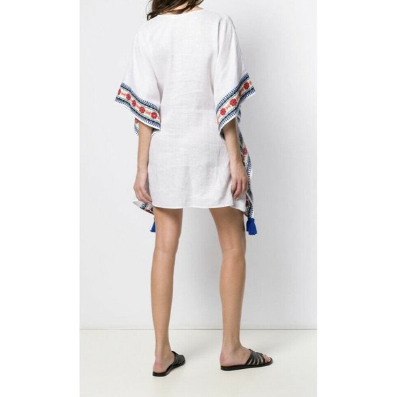 Tory Burch Ravena Embroidered Linen Beach Caftan - Picture 2 of 12